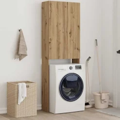 vidaXL Armario de lavadora 64x25,5x190 cm Roble artisan Clearance