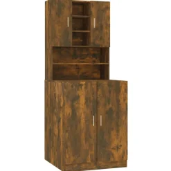 vidaXL Armario de lavadora madera contrachapada color Roble ahumado Online