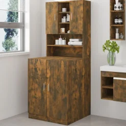 vidaXL Armario de lavadora madera contrachapada color Roble ahumado Online