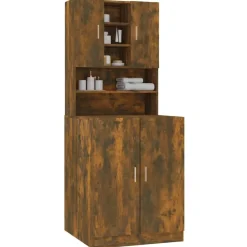 vidaXL Armario de lavadora madera contrachapada color Roble ahumado Online