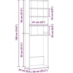 vidaXL Accesorios Para Electrodomésticos-Armario de lavadora 64x24x190 cm