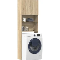 vidaXL Accesorios Para Electrodomésticos-Armario de lavadora madera ingeniería 64x24x190 cm