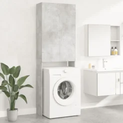 vidaXL Accesorios Para Electrodomésticos-Armario de lavadora gris hormigón 64x25,5x190 cm
