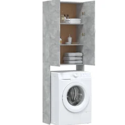 vidaXL Accesorios Para Electrodomésticos-Armario de lavadora gris hormigón 64x25,5x190 cm