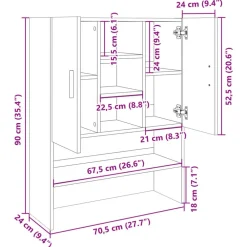vidaXL Armario de lavadora 70,5x24x90 cm Roble Sonoma Best