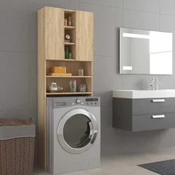 vidaXL Accesorios Para Electrodomésticos-Armario de lavadora color 64x25,5x190 cm