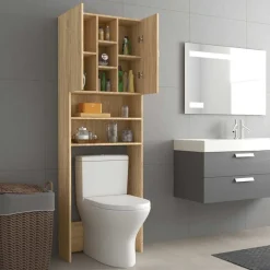 vidaXL Accesorios Para Electrodomésticos-Armario de lavadora color 64x25,5x190 cm