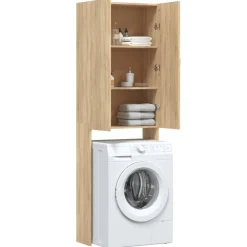 vidaXL Accesorios Para Electrodomésticos-Armario de lavadora color 64x25,5x190 cm