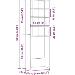 vidaXL Armario de lavadora color 64x24x190 cm Roble ahumado Sale