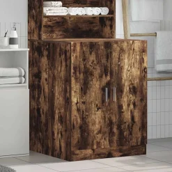 vidaXL Accesorios Para Electrodomésticos-Armario de lavadora marrón ahumado 71x71,5x91,5 cm