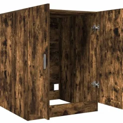 vidaXL Accesorios Para Electrodomésticos-Armario de lavadora marrón ahumado 71x71,5x91,5 cm