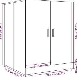 vidaXL Accesorios Para Electrodomésticos-Armario de lavadora marrón ahumado 71x71,5x91,5 cm