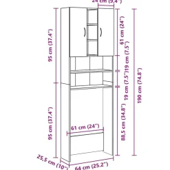 vidaXL Accesorios Para Electrodomésticos-Armario de lavadora 64x25,5x190 cm