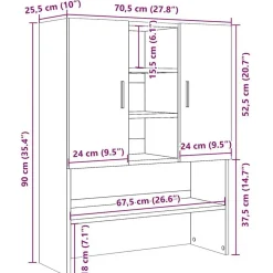 vidaXL Accesorios Para Electrodomésticos-Armario de lavadora madera envejecida 70,5x25,5x90 cm