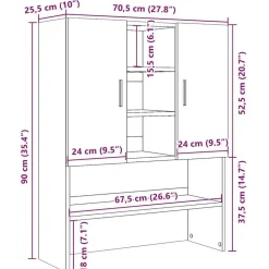 vidaXL Accesorios Para Electrodomésticos-Armario de lavadora 70,5x25,5x90 cm