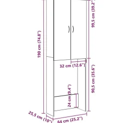 vidaXL Accesorios Para Electrodomésticos-Armario de lavadora madera envejecida 64x25,5x190 cm