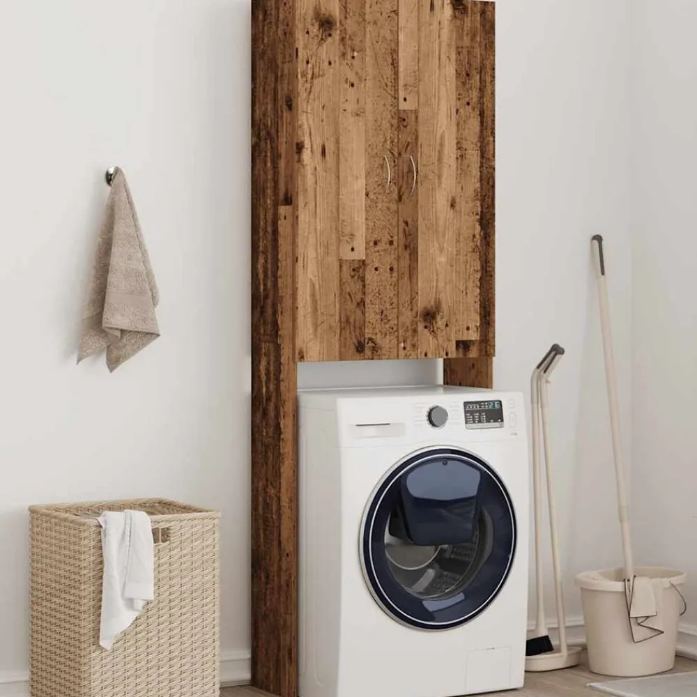 vidaXL Accesorios Para Electrodomésticos-Armario de lavadora madera envejecida 64x25,5x190 cm
