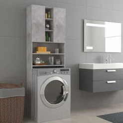 vidaXL Armario de lavadora gris hormigón 64x25,5x190 cm Gris hormig&oacute;n Sale
