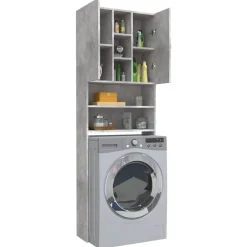 vidaXL Armario de lavadora gris hormigón 64x25,5x190 cm Gris hormig&oacute;n Sale