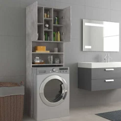 vidaXL Armario de lavadora gris hormigón 64x25,5x190 cm Gris hormig&oacute;n Sale