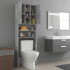vidaXL Armario de lavadora gris hormigón 64x25,5x190 cm Gris hormig&oacute;n Sale