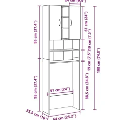 vidaXL Armario de lavadora gris hormigón 64x25,5x190 cm Gris hormig&oacute;n Sale