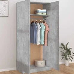 vidaXL Armario de madera contrachapada gris hormigón 90x52x200 cm Gris hormig&oacute;n