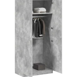 vidaXL Armario de madera contrachapada gris hormigón 90x52x200 cm Gris hormig&oacute;n