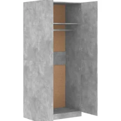 vidaXL Armario de madera contrachapada gris hormigón 90x52x200 cm Gris hormig&oacute;n