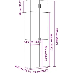 vidaXL Armarios Y Almacenamiento-Armario de madera de ingeniería 70x42,5x225 cm