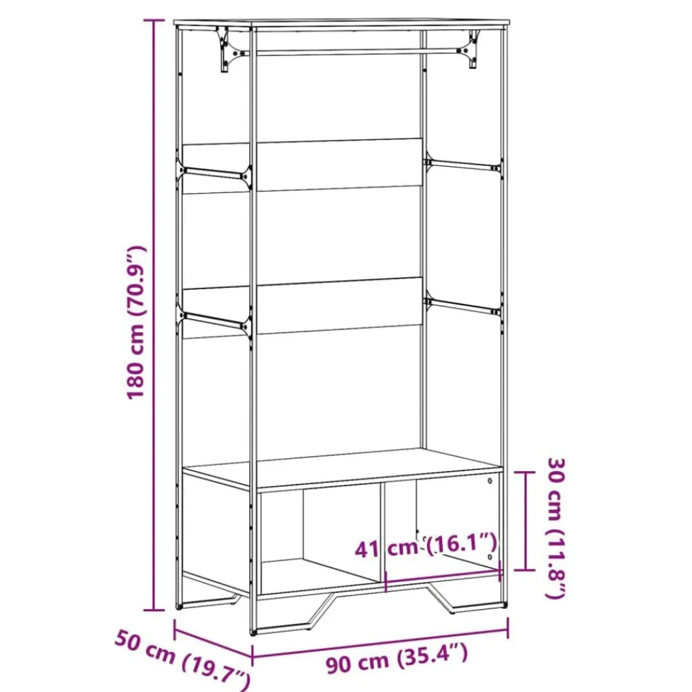 vidaXL Productos Del Hogar-Armario de madera de ingeniería 90x50x180 cm