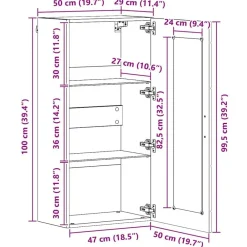 vidaXL Armario de Madera 50 x 29 x 100 cm Roble Sonoma Online
