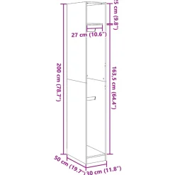 vidaXL Armario de madera de ingeniería 30x50x200 cm Blanco