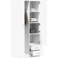 vidaXL Armario de madera de ingeniería 80x52x180 cm Blanco Clearance