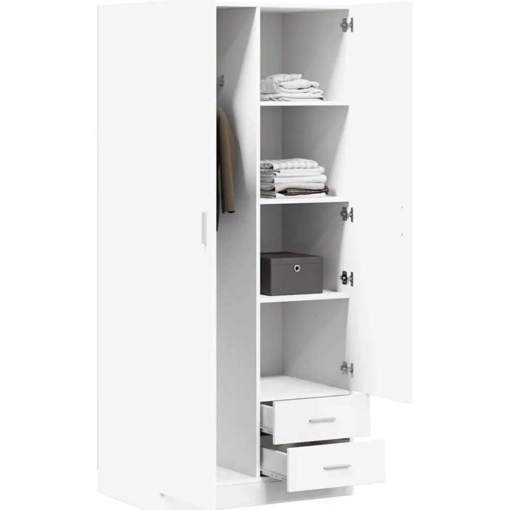 vidaXL Armario de madera de ingeniería 80x52x180 cm Blanco Clearance