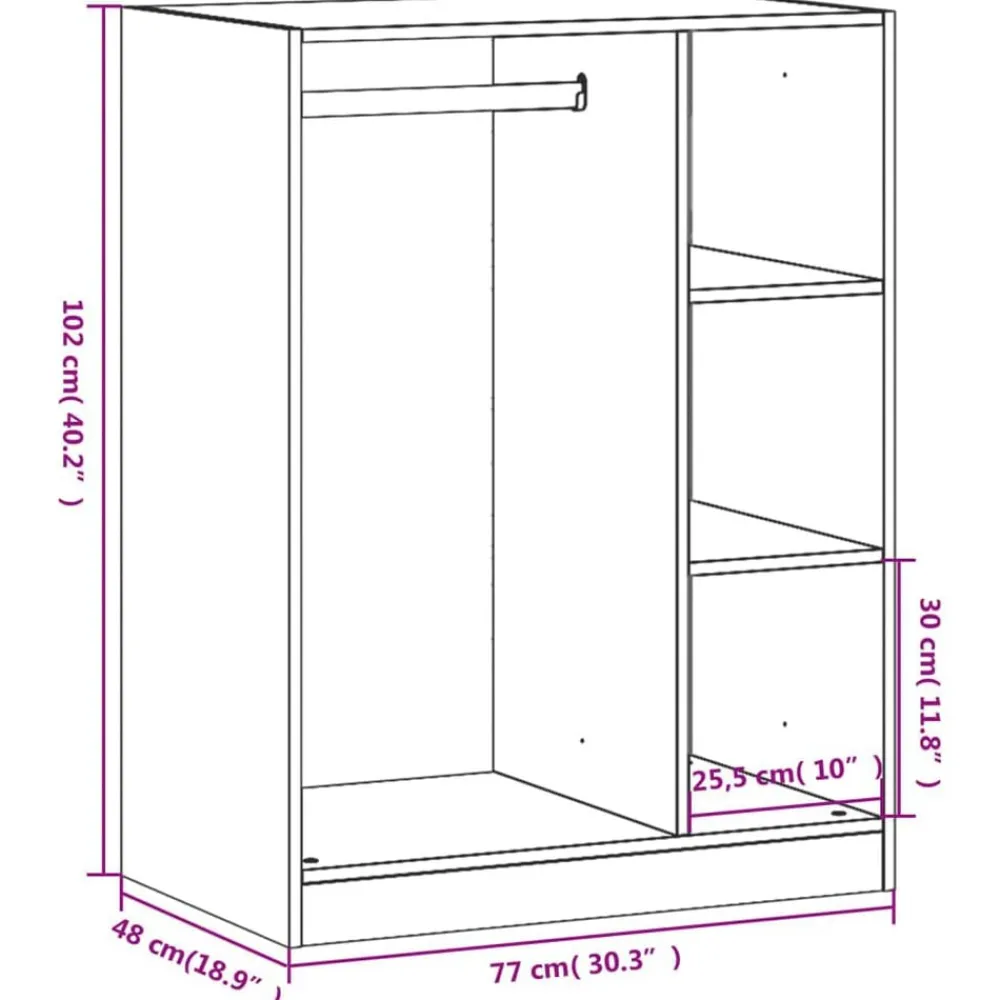 vidaXL Productos Del Hogar-Armario de madera de ingeniería 77x48x102 cm