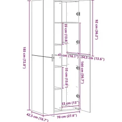 vidaXL Armario de madera de ingeniería gris hormigón 70x42,5x225 cm Gris hormig&oacute;n Hot