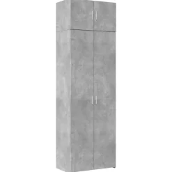 vidaXL Armarios Y Almacenamiento-Armario de madera de ingeniería gris hormigón 70x42,5x225 cm