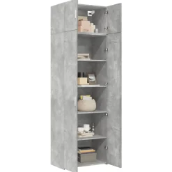 vidaXL Armarios Y Almacenamiento-Armario de madera de ingeniería gris hormigón 70x42,5x225 cm