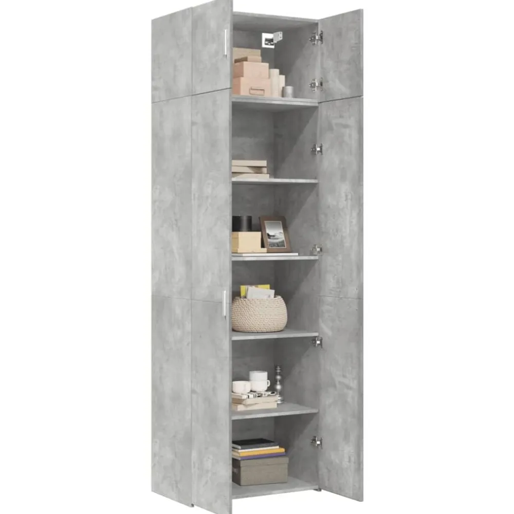 vidaXL Armarios Y Almacenamiento-Armario de madera de ingeniería gris hormigón 70x42,5x225 cm