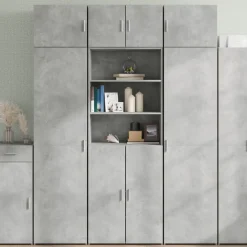 vidaXL Armarios Y Almacenamiento-Armario de madera de ingeniería gris hormigón 70x42,5x225 cm