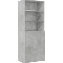 vidaXL Armarios Y Almacenamiento-Armario de madera de ingeniería gris hormigón 70x42,5x225 cm