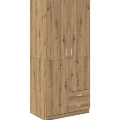 vidaXL Armarios Y Almacenamiento-Armario de madera de ingeniería roble artesanal 80x52x180 cm