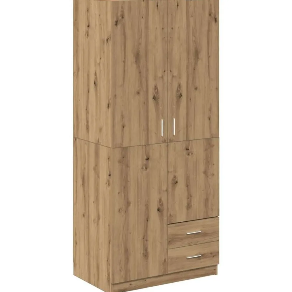 vidaXL Armarios Y Almacenamiento-Armario de madera de ingeniería roble artesanal 80x52x180 cm