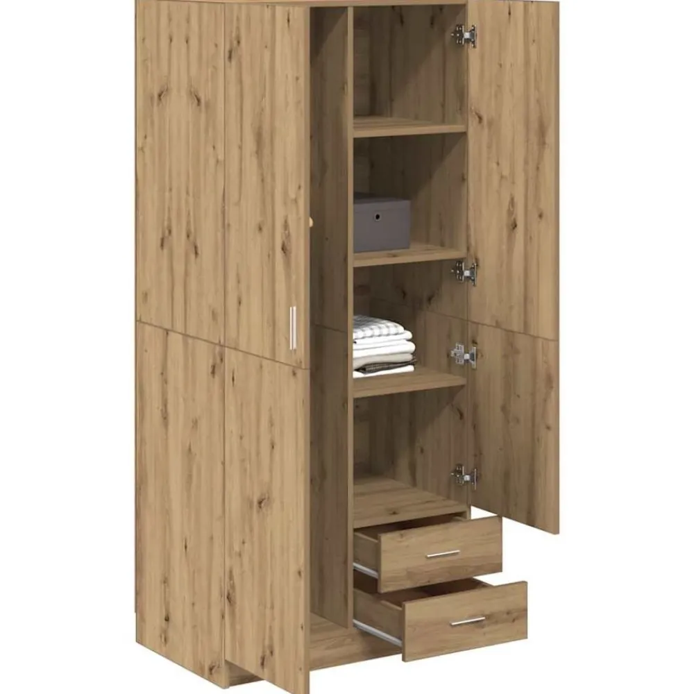 vidaXL Armarios Y Almacenamiento-Armario de madera de ingeniería roble artesanal 80x52x180 cm