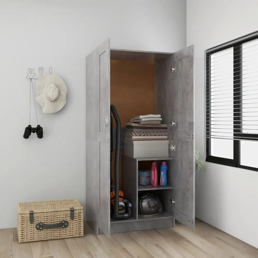 vidaXL Armario de madera contrachapada gris hormigón 82,5x51,5x180 cm Gris hormigón Online
