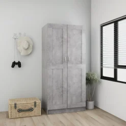 vidaXL Armario de madera contrachapada gris hormigón 82,5x51,5x180 cm Gris hormigón Online
