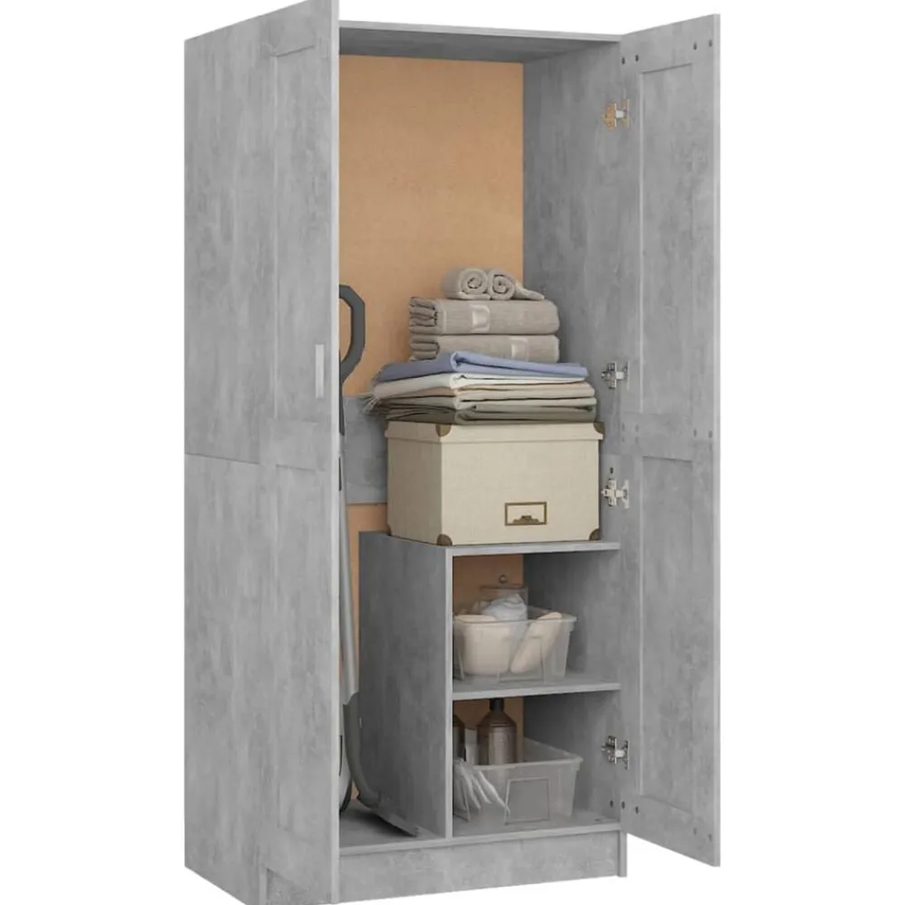 vidaXL Armario de madera contrachapada gris hormigón 82,5x51,5x180 cm Gris hormigón Online