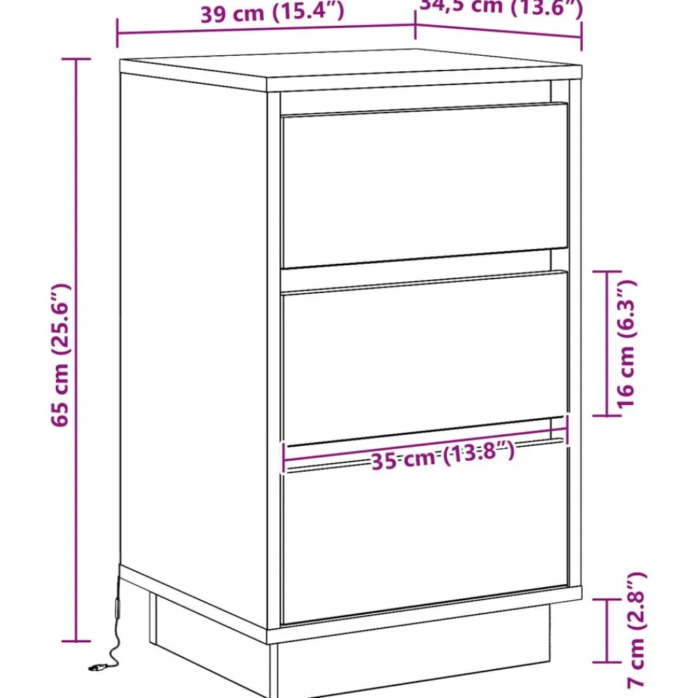 vidaXL Mesas-Armario de Noche 39 x 34,5 x 65 cm Madera de ingeniería