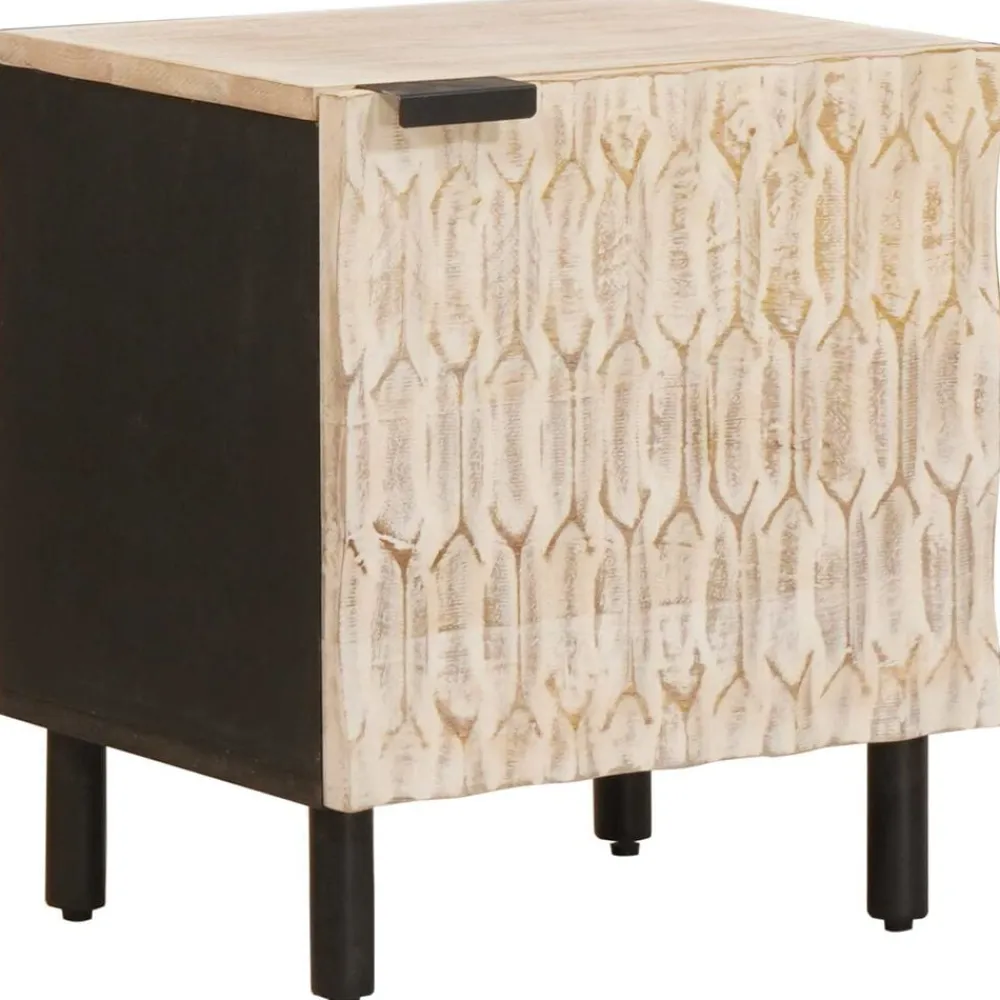 vidaXL Armario de Noche 40 x 33 x 46 cm Madera de mango maciza Acabado lavado Online